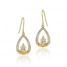 10K Gold CZ & Two Tone Teardrop Dangle Earrings ESG11713
