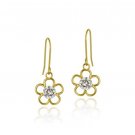 10K Gold CZ Flower Dangle Earrings ESG11703