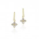 10K Gold CZ Flower Mini Dangle Earrings ESG11700