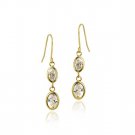 10K Gold CZ Oval Dangle Earrings ESG11694