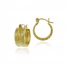 10K Gold Diamond Cut 15mm Mini Hoop Earrings HSG11472