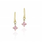 10K Gold Diamond Shape Pink & Clear CZ Dangle Earrings ESG11721LPZ