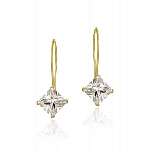 10K Gold Diamond Shaped CZ Drop Earrings ESG11726