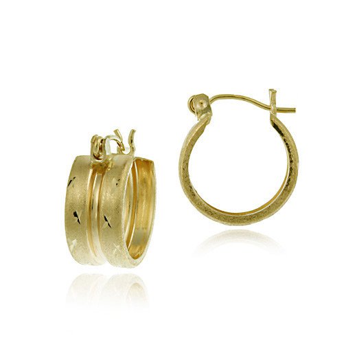 10K Gold Star Design Satin Mini Hoop Earrings HSG11473