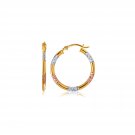 10k Tri-Color Gold Classic Hoop Earrings with Diamond Cut Details Tri-Color Gold