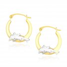 10k Two-Tone Gold Round Graduated Dolphin Design Hoop Earrings D22062975