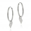 10K White Gold Dangling Heart Endless Mini Hoop Earrings HWG11482