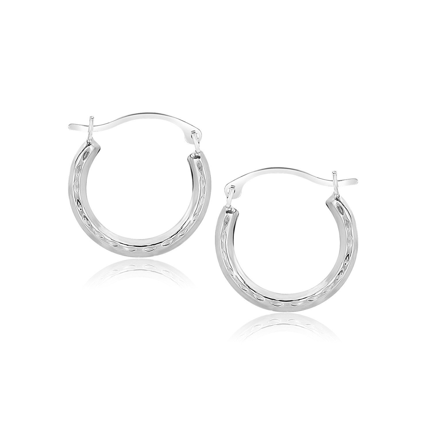 10k White Gold Fancy Hoop Earrings D169958