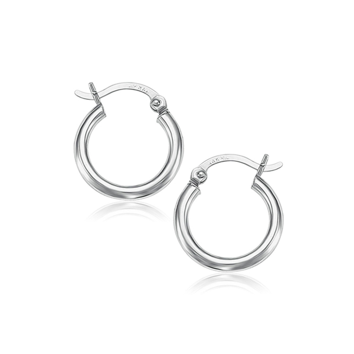 10k White Gold Polished Hoop Earrings (15 mm) D52270446