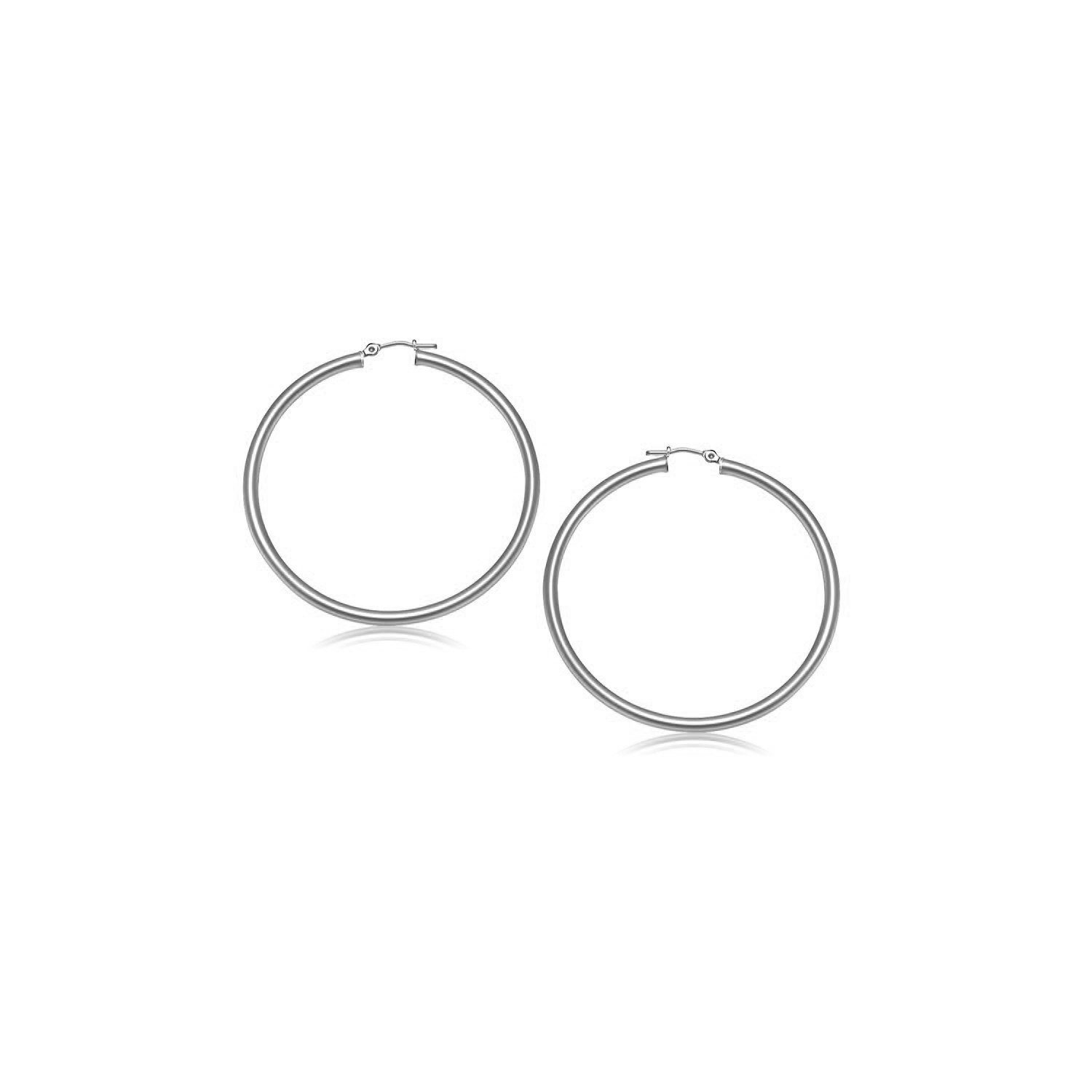 10k White Gold Polished Hoop Earrings (15 mm) D86674325