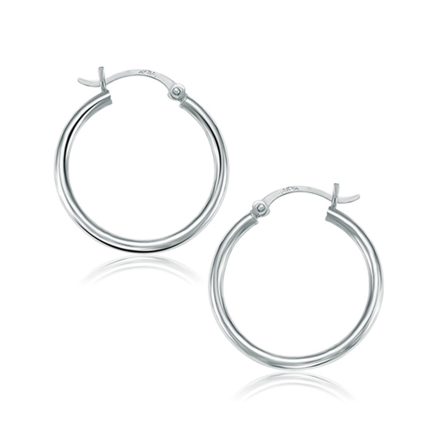 10k White Gold Polished Hoop Earrings (25 mm) White Gold