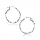 10k White Gold Polished Hoop Earrings (25 mm) White Gold