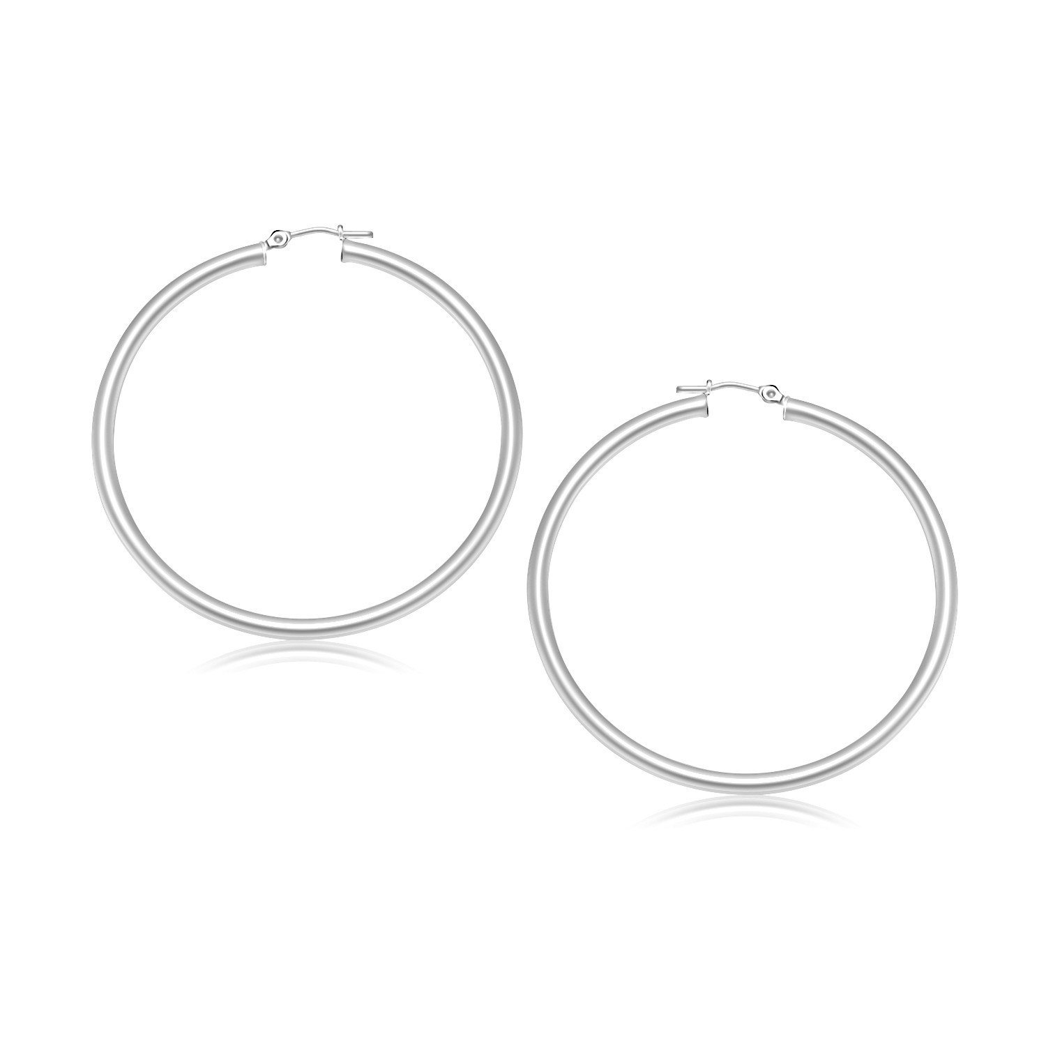 10k White Gold Polished Hoop Earrings (30 mm) D27389034