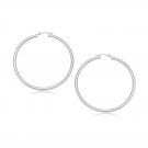 10k White Gold Polished Hoop Earrings (30 mm) D27389034
