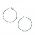 10k White Gold Polished Hoop Earrings (30 mm) D46289667