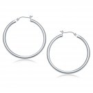 10k White Gold Polished Hoop Earrings (40 mm) D47707478