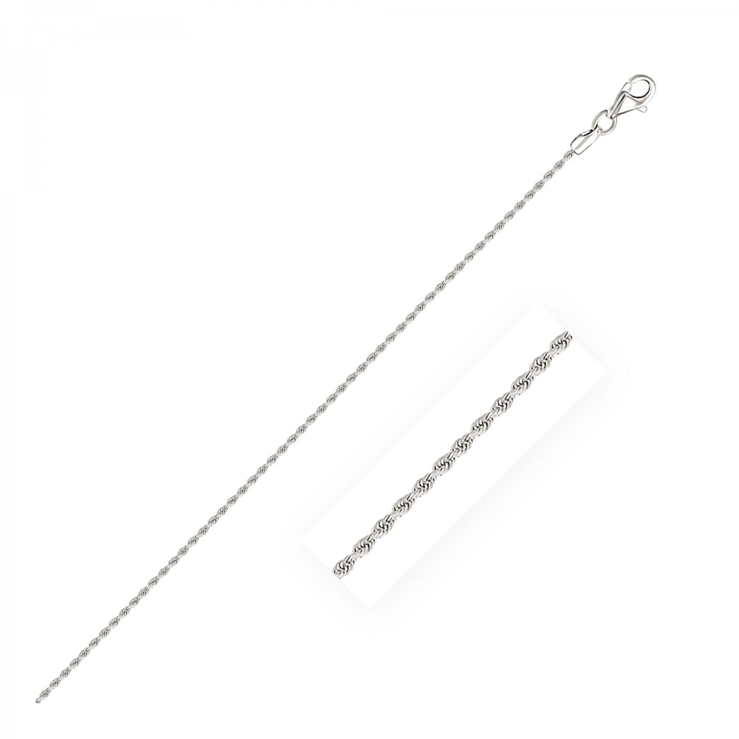 10k White Gold Solid Diamond Cut Rope Chain 1