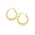 10k Yellow Gold Branch Motif Hoop Earrings Yellow Gold