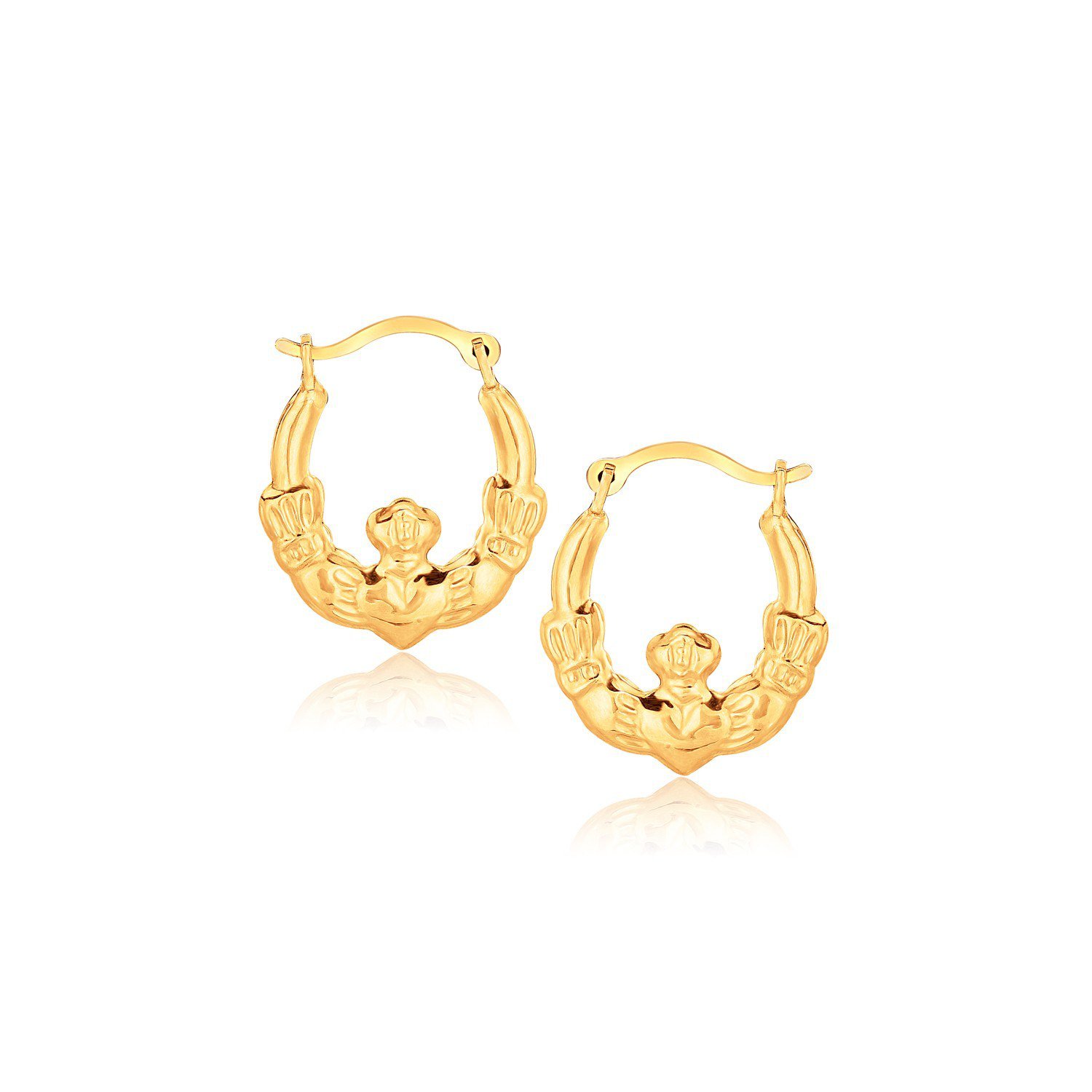 10k Yellow Gold Claddagh Hoop Earrings D142902