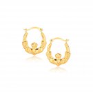 10k Yellow Gold Claddagh Hoop Earrings D142902