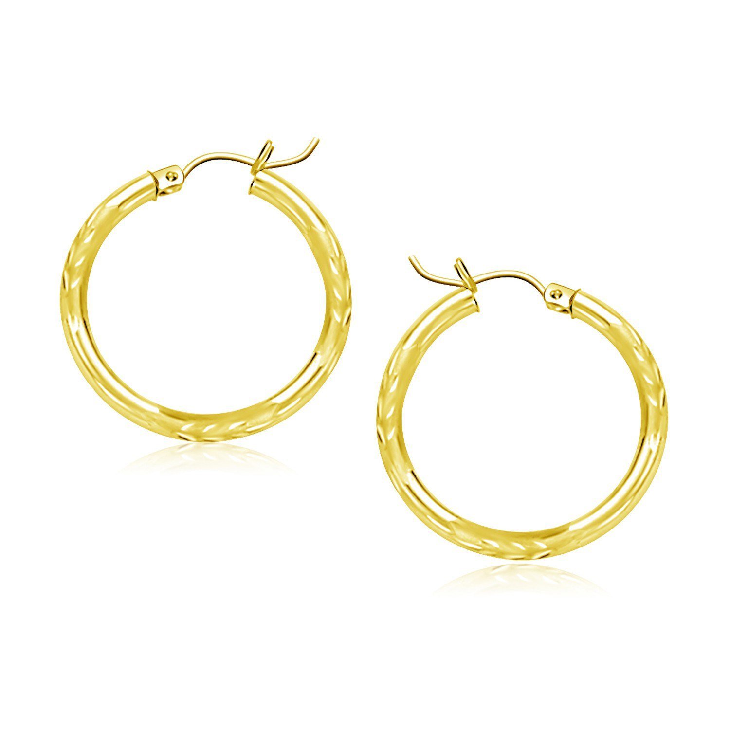 10k Yellow Gold Diamond Cut Hoop Earrings (20mm) D38613668