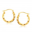 10k Yellow Gold Hoop Earrings in Textured Polished Style (5-8 inch Diameter) Yellow Gold