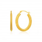 10k Yellow Gold Oval Line Texture Hoop Earrings D65494732