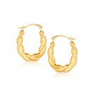 10k Yellow Gold Oval Twist Hoop Earrings D186775