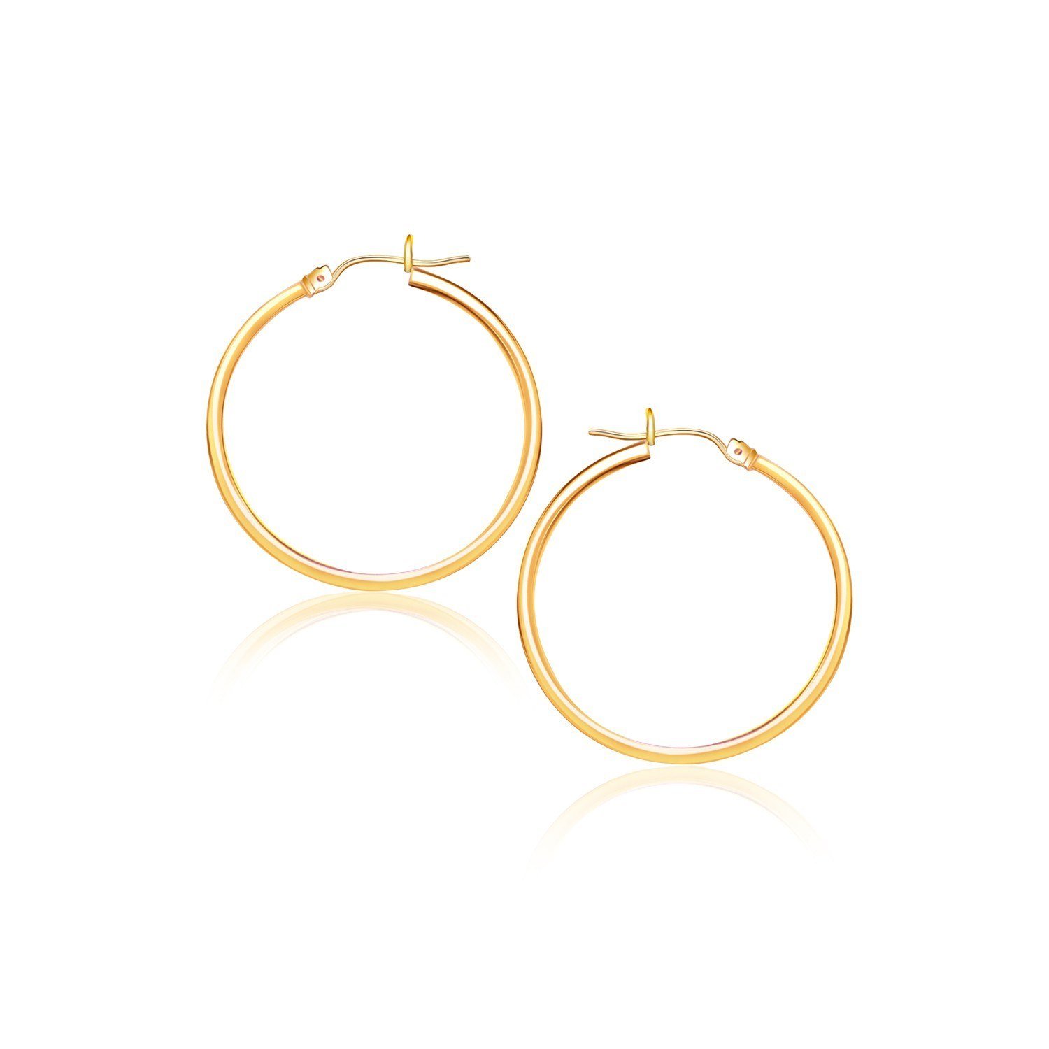 10k Yellow Gold Polished Hoop Earrings (40 mm) Yellow Gold