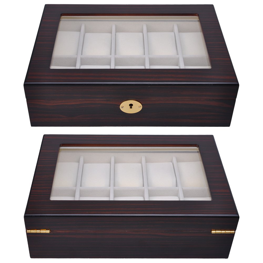 10Slots Single Watch Display Ebony Wood Matt LA01