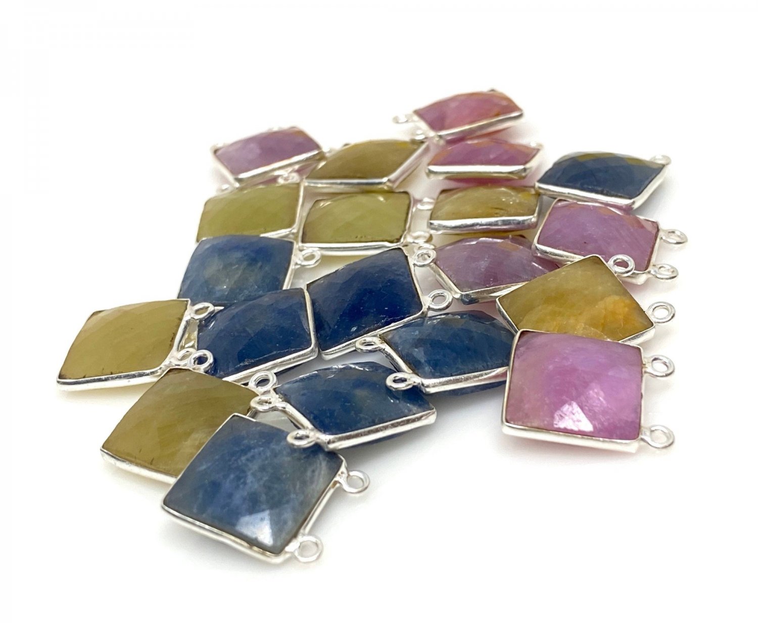 11 Pcs Natural SapphireSilver Findings Bulk Wholesale Jewelry Supplies 17.5 X14.5mm Default Title