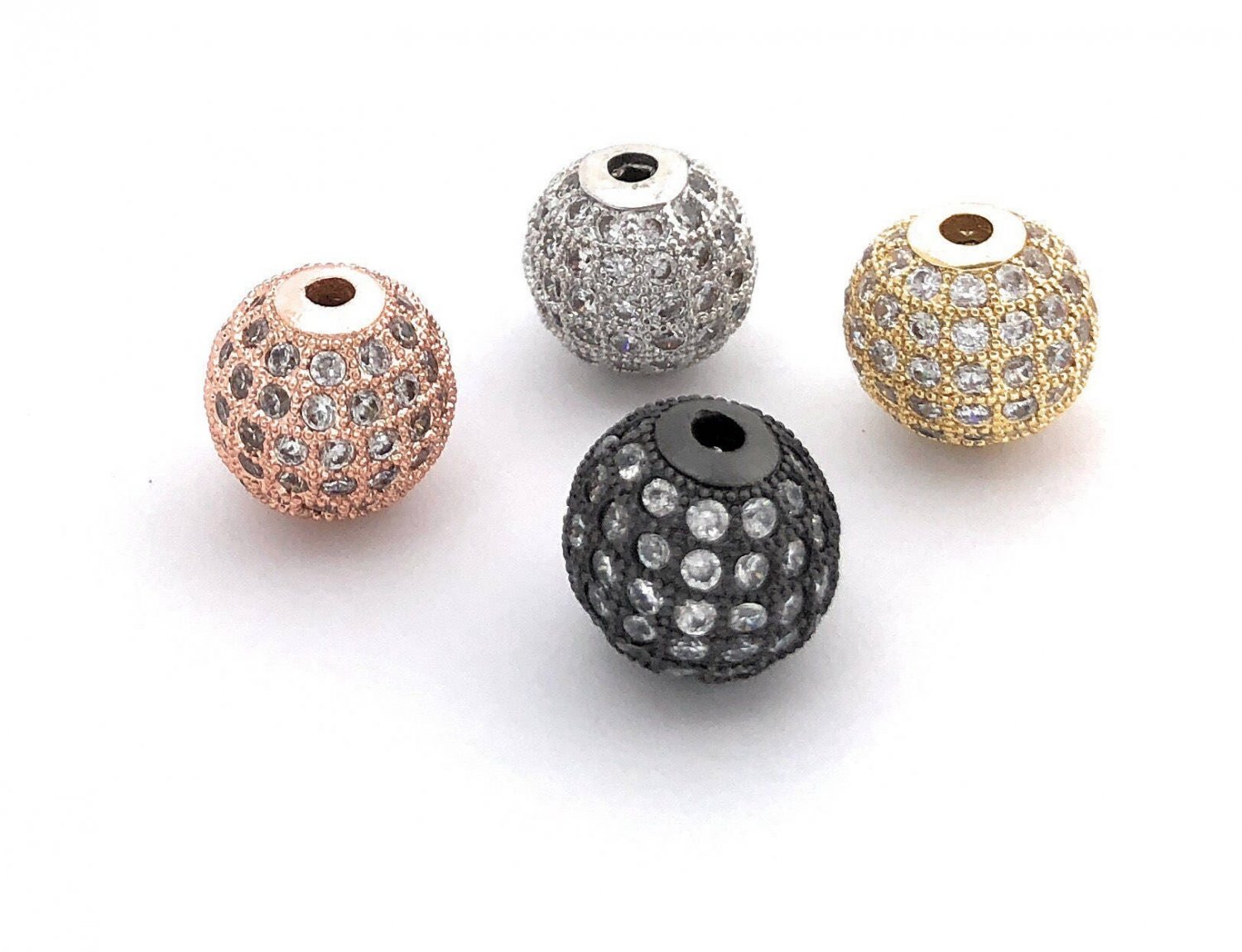 12mm Shamballa Beads; Spacer Beads; Pave Beads; CZ Micro PavRose Gold Beads Jewelry Supplies Gold