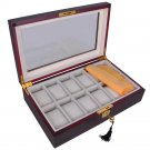 12Slots Single Watch Display Ebony Wood Matt LA01