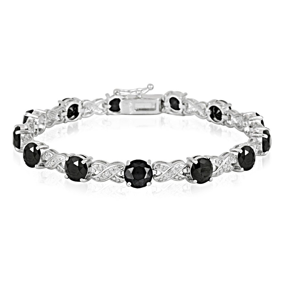 13ct Silver Tone Black Spinel and Diamond Accent X Bracelet BBR13877BSP