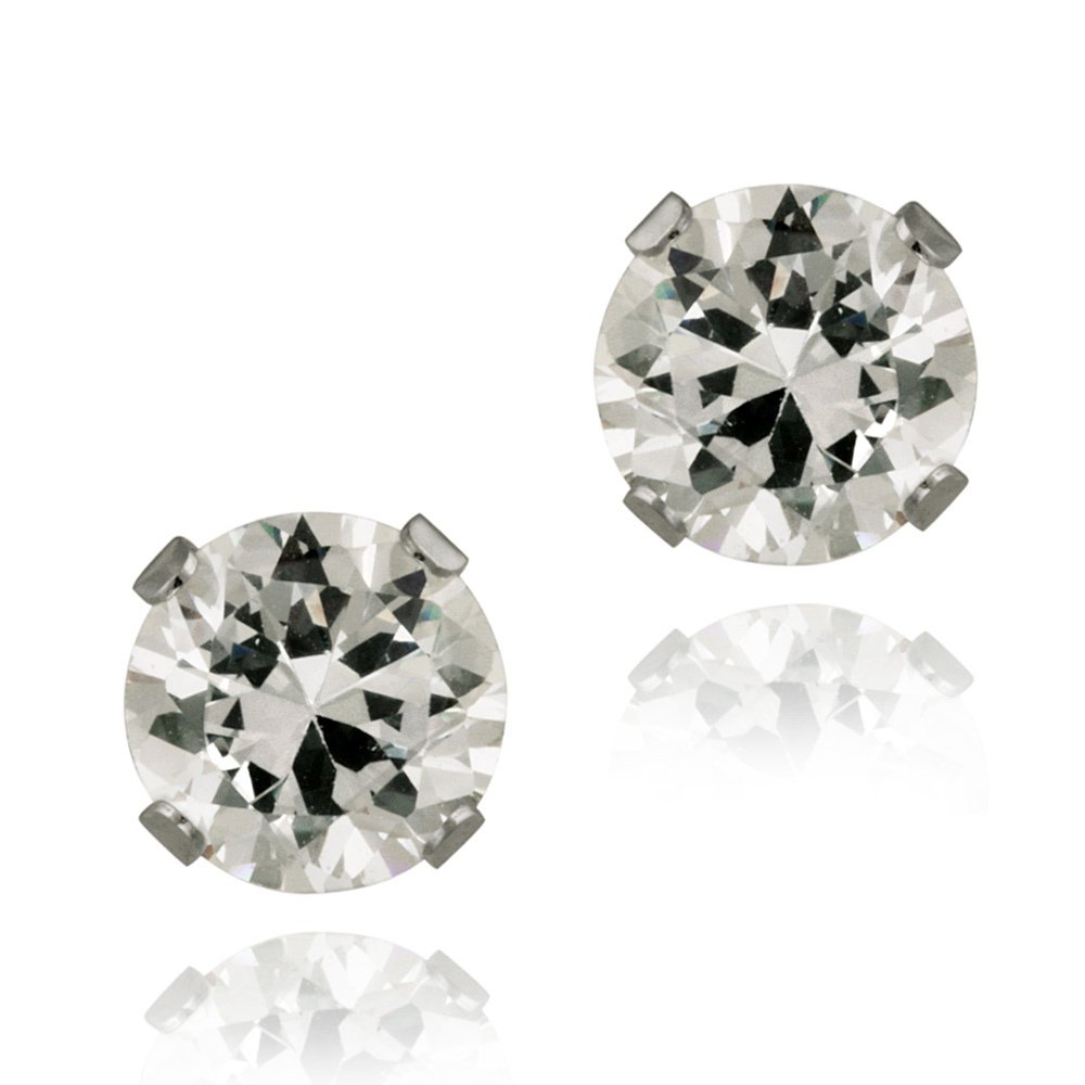 14K Gold 1.5ct CZ Stud Earrings, 6mm EWG12500