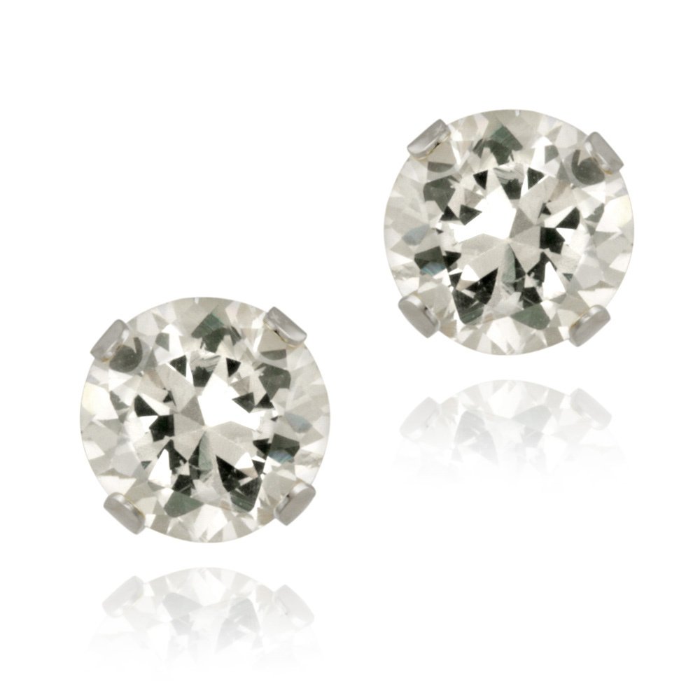 14K Gold 2.1ct White Topaz Stud Earrings, 6mm EWG12500WT
