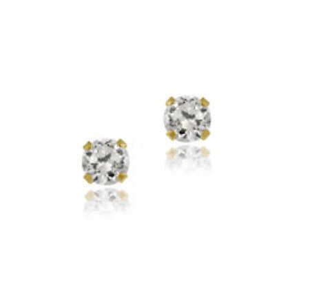 14k Gold 3mm Round CZ Stud Earrings ESG11214