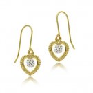 14k Gold CZ Heart Dangle Earrings ESG11223