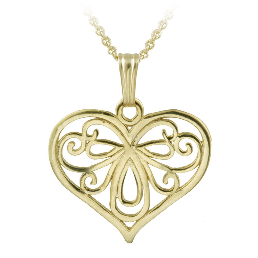 14K Gold Filled Filigree Heart Necklace PGF12398