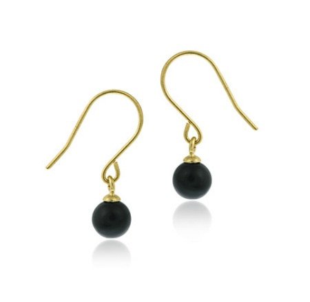 14k Gold over Sterling Silver Onyx Ball Dangle Earrings ESG11208O