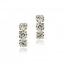 14k Gold over Sterling Silver Triple CZ Stud Earrings ESG11216