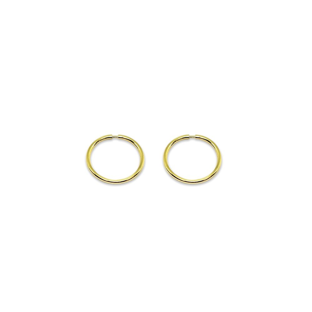 14K Gold Tiny Small Endless 10mm Round Thin Lightweight Unisex Hoop Earrings HSG15658