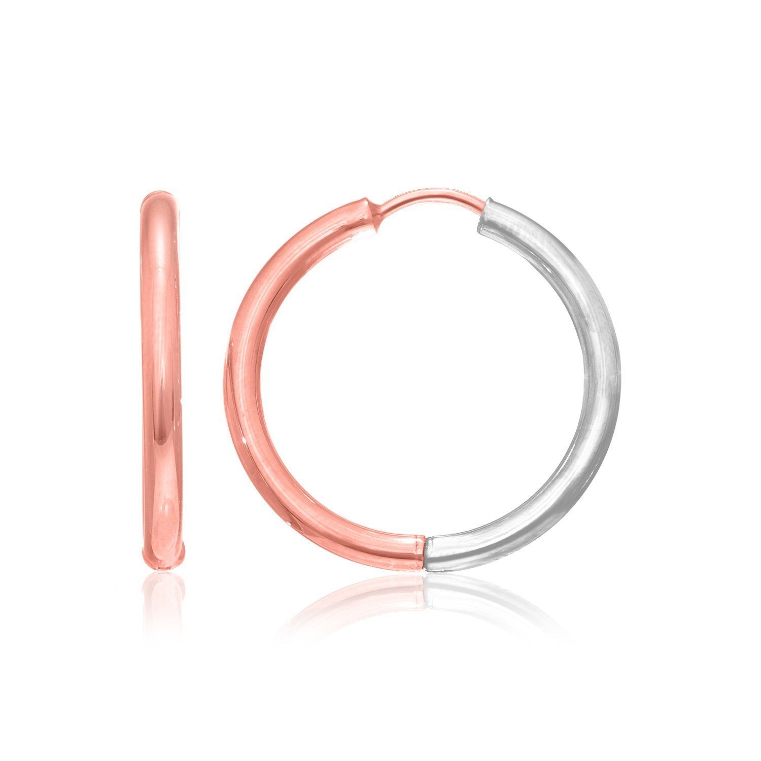 14k Rose & White Gold Hinged Hoop Earrings D18768031