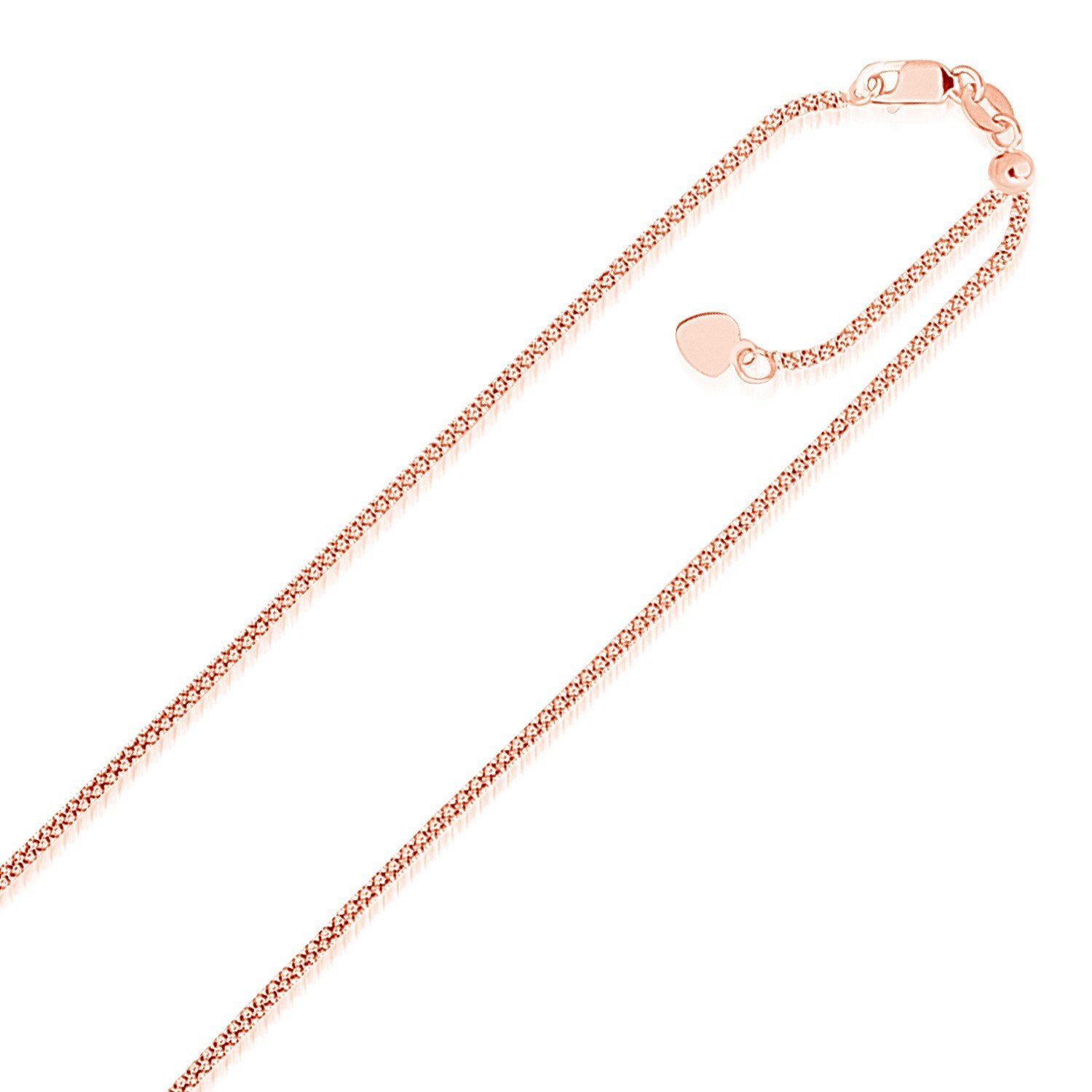 14k Rose Gold Adjustable Popcorn Chain 1