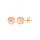 14k Rose Gold Ball Earrings with Crystal Cut Texture Rose Gold