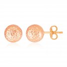 14k Rose Gold Ball Earrings with Crystal Cut Texture Rose Gold