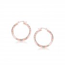 14k Rose Gold Fancy Diamond Cut Hoop Earrings (25mm Diameter) D127558
