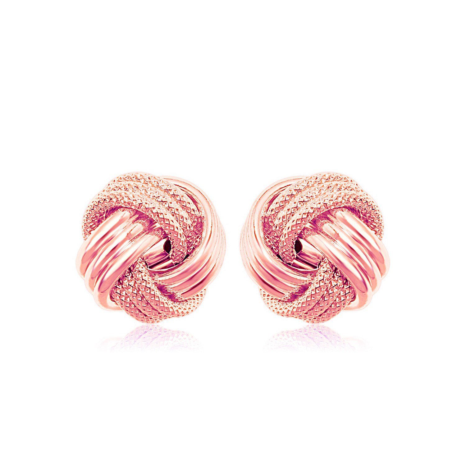 14k Rose Gold Love Knot with Ridge Texture Earrings D74767516