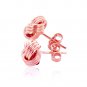 14k Rose Gold Love Knot with Ridge Texture Earrings D74767516