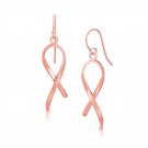 14k Rose Gold Polished Ribbon Style Drop Earrings D50445032